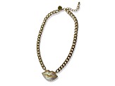 Gold Tone AB Glitter with Clear Crystal Lip Pendant Necklace