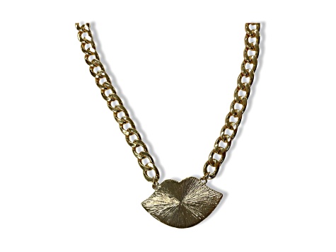Gold Tone AB Glitter with Clear Crystal Lip Pendant Necklace