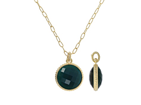 Judith Ripka Verona Green Agate 14K Gold Clad Necklace