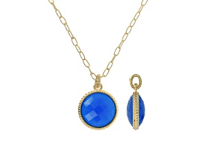 Judith Ripka Verona Blue Agate 14K Gold Clad Necklace