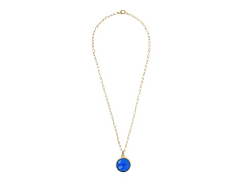 Judith Ripka Verona Blue Agate 14K Gold Clad Necklace