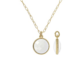 Judith Ripka Verona White Agate 14k Gold Clad Necklace