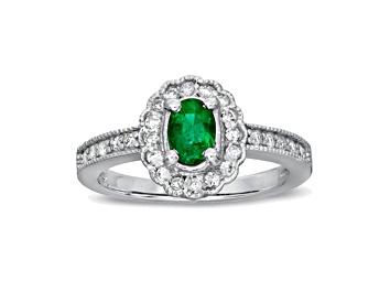 Picture of 0.63ctw Emerald and Diamond Ring in 14k White Gold