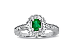 0.63ctw Emerald and Diamond Ring in 14k White Gold