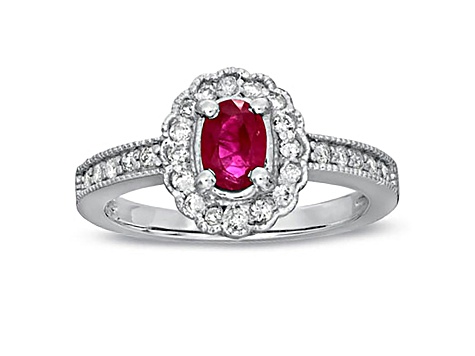 0.70ctw Ruby and Diamond Ring in 14k White Gold