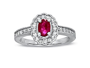 Picture of 0.70ctw Ruby and Diamond Ring in 14k White Gold