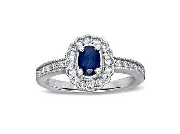 Picture of 0.75ctw Sapphire and Diamond Ring in 14k White Gold
