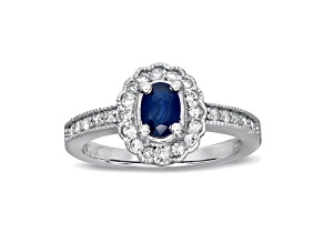 0.75ctw Sapphire and Diamond Ring in 14k White Gold