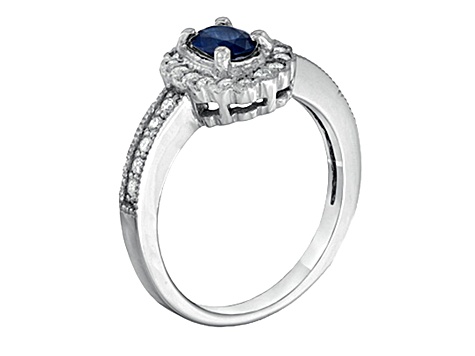0.75ctw Sapphire and Diamond Ring in 14k White Gold
