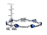 Rhodium Plated over Brass with Sapphire Blue Cubic Zirconia Tennis Bracelet