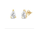 White Cubic Zirconia 14k Yellow Gold Studs With Velvet Gift Box 0.50ctw