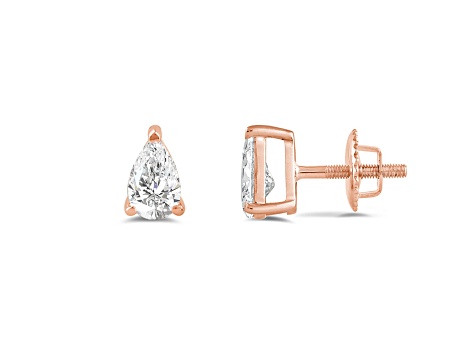 White Cubic Zirconia 14k Rose Gold Studs With Velvet Gift Box 0.50ctw