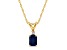 6x4mm Emerald Cut Sapphire with Diamond Accent 14k Yellow Gold Pendant With Chain