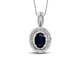 Black Sapphire with White Diamond Accent Sterling Silver Pendant with Chain 0.55ctw