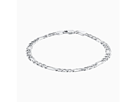 Sterling Silver Italian 4MM Italian Solid Figaro Link 3+1 Chain Bracelet Size - 7"