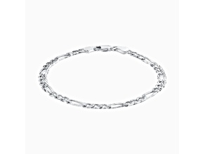 Sterling Silver Italian 4MM Italian Solid Figaro Link 3+1 Chain Bracelet Size - 7"