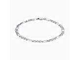 Sterling Silver Italian 4MM Italian Solid Figaro Link 3+1 Chain Bracelet Size - 7"