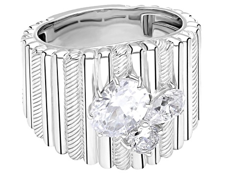 Judith Ripka 3.45ctw Bella Luce® Diamond Simulant Rhodium Over Sterling Silver Textured Band Ring