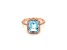 Rectangular Octagonal Sky Blue Topaz and Cubic Zirconia 14K Rose Gold Over Sterling Silver Ring