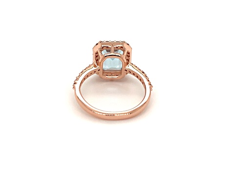 Rectangular Octagonal Sky Blue Topaz and Cubic Zirconia 14K Rose Gold Over Sterling Silver Ring