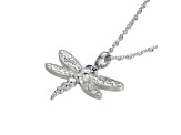 White Cubic Zirconia Platineve® Dragonfly Pendant With Chain 0.32ctw