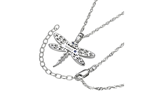 White Cubic Zirconia Platineve® Dragonfly Pendant With Chain 0.32ctw