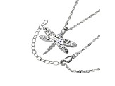 White Cubic Zirconia Platineve® Dragonfly Pendant With Chain 0.32ctw