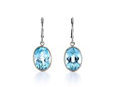 Sky Blue Oval Topaz Sterling Silver Earrings 13ctw