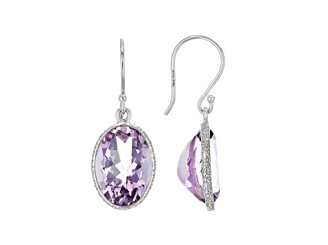 Purple Oval Amethyst Sterling Silver Earrings 9ctw