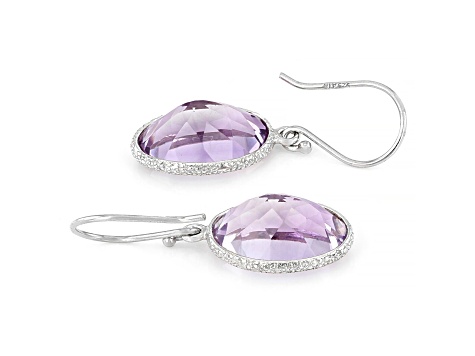 Purple Oval Amethyst Sterling Silver Earrings 9ctw