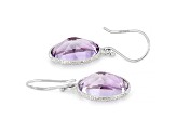 Purple Oval Amethyst Sterling Silver Earrings 9ctw