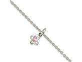 Sterling Silver Pink Cubic Zirconia Butterfly with 1.5-inch Extension Bracelet