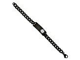 Stainless Steel Polished Black IP-plated with White Enamel 8-inch Medical ID Bracelet