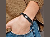 Stainless Steel Polished Black IP-plated with White Enamel 8-inch Medical ID Bracelet
