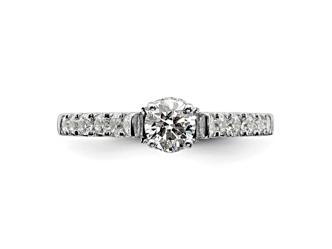 Rhodium Over 14K White Gold Lab Grown Diamond VS/SI GH, Complete Engagement Ring 0.88ctw