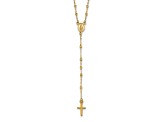 14K Yellow Gold Polished and Diamond-cut with 3-inch Extension Rosary Necklace