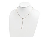 14K Yellow Gold Polished and Diamond-cut with 3-inch Extension Rosary Necklace