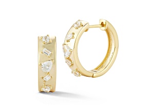Rachel Zoe 14K Yellow Gold Over Sterling Silver Mixed Shape Cubic Zirconia Hoop Earrings