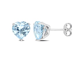 4ctw Heart Sky Blue Topaz Stud Earrings in Sterling Silver