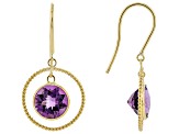 Purple Amethyst 14k Yellow Gold Dangle Earrings 3.32ctw