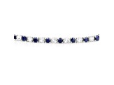 Natural Blue Sapphire and White Topaz Sterling Silver Tennis Bracelet 6.87ctw