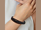 Black and Brown Leather and Stainless Steel Brushed Black IP Plated Multi Strand Bracelet