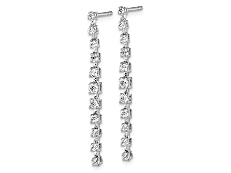 Rhodium Over 14K White Gold Lab Grown Diamond VS/SI, D E F, Post Dangle Earrings