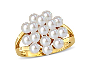 3.5-4mm Freshwater Cultured Pearl Cluster Ring in 14K Yellow Gold