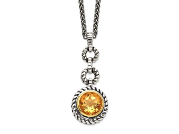 Picture of Sterling Silver with Gold-tone Flash Gold-plated Citrine Necklace