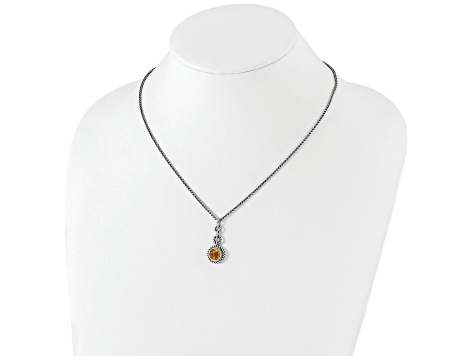 Sterling Silver with Gold-tone Flash Gold-plated Citrine Necklace