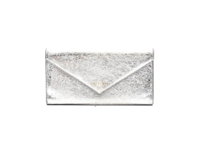 Balenciaga Papier Metallic Silver Arena Leather Envelope Wallet