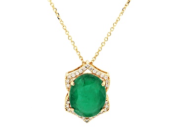 Picture of 7.90 Ctw Emerald and 0.23 Ctw White Diamond Pendant in 14K YG