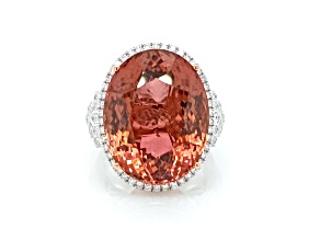 25.39 Ctw Tourmaline and 0.79 Ctw White Diamond Ring in 14K 2-Tone
