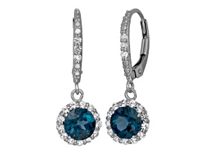 London Blue Topaz Sterling Silver Dangle Earrings 2.32ctw